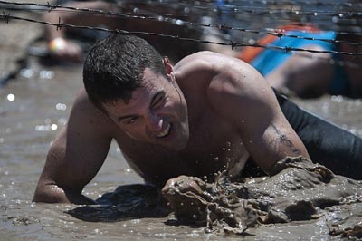 obstacle course crawl under barber wire